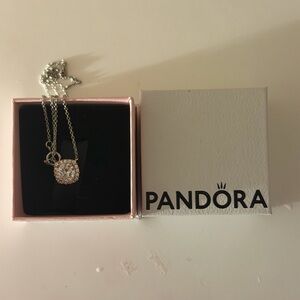 Pandora Silver Necklace with Sparkling Gold-Toned Pendant